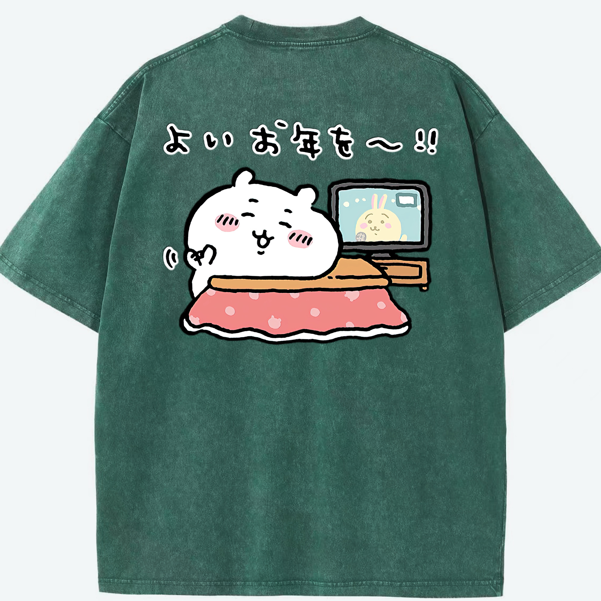 （画像用） ちいかわ ちいかわ Chii-kawa chiikawa 綿100% ヴィンテージ風 半袖Tシャツ（背面プリント）